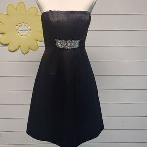 Calvin Klein Black Strapless Cocktail Dress with Beaded Waist Sz. 4